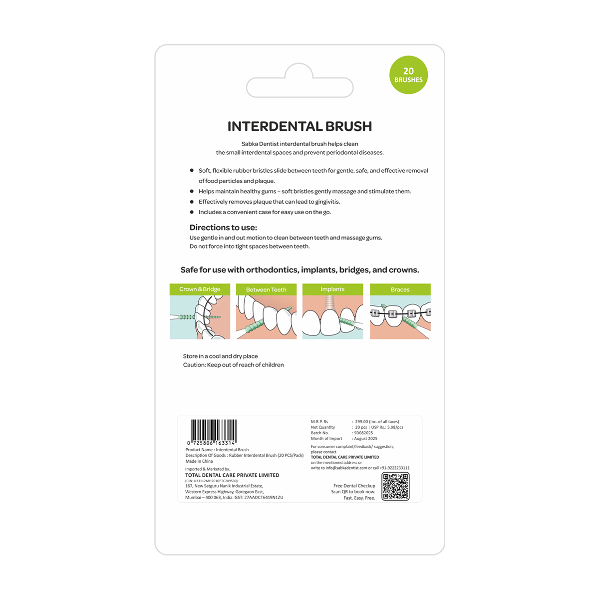 Sabka Dentist Interdental Brush (Rubber)